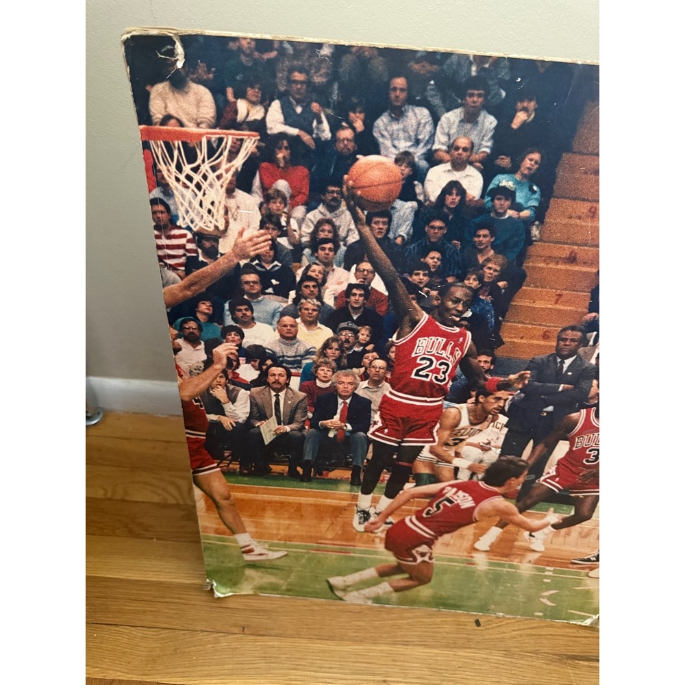 VTG 1980s Michael Jordan Chicago Bulls Basketball Poster Board‎ Art Red OS - Picture 2 of 5